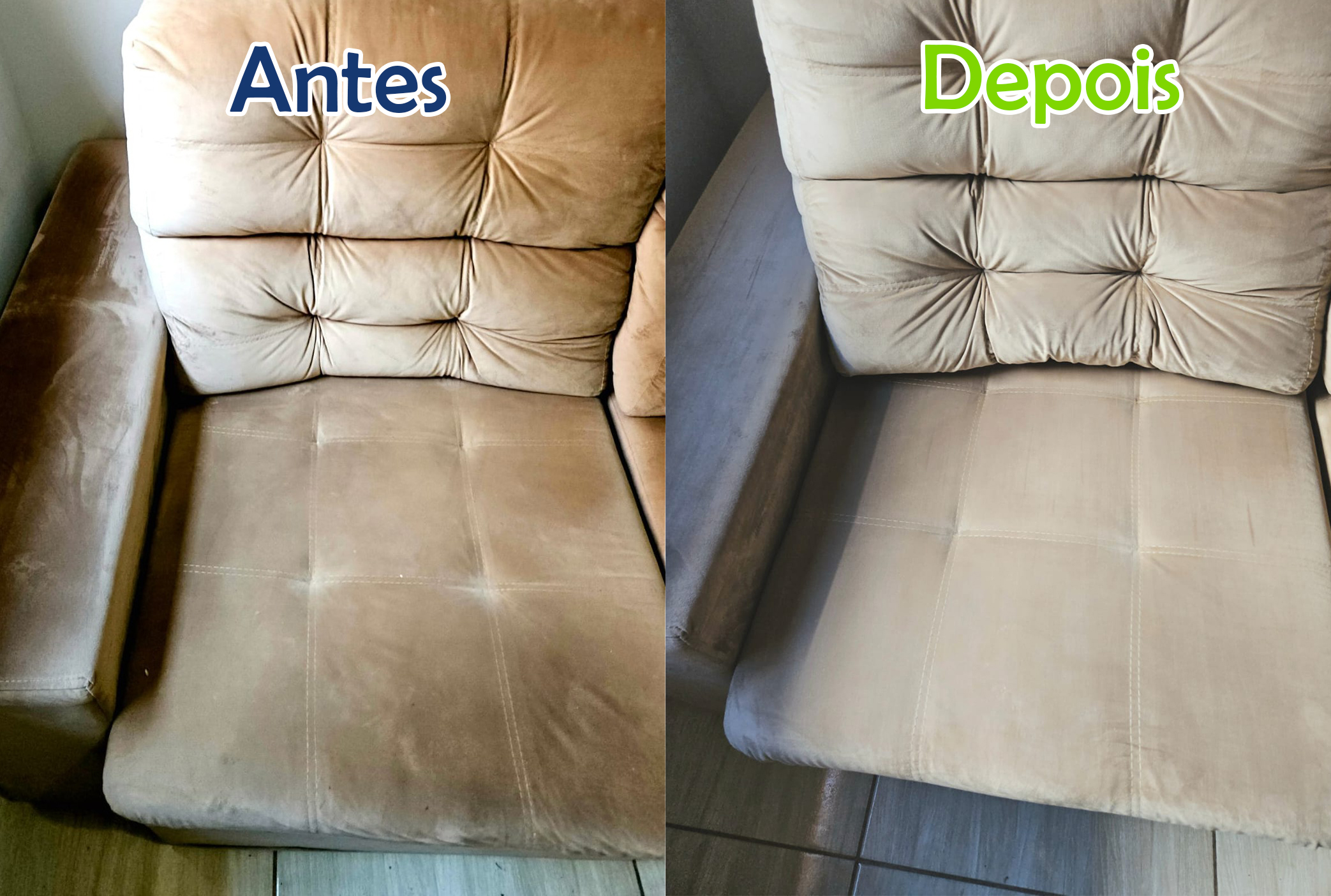 Poltrona Bege - Antes e Depois